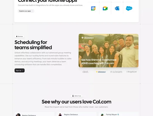 Cal.com | Open Scheduling Infrastructure - Landing design inspiration