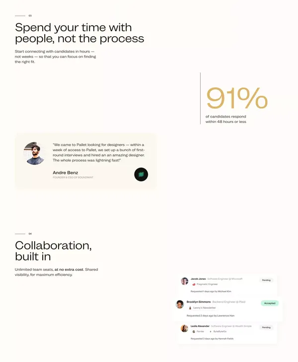Pallet — Hire from the most talent-dense networks on the internet. - Landing design inspiration