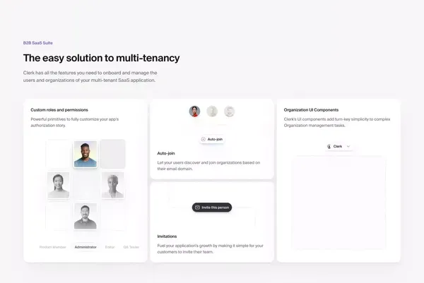 Clerk | Authentication and User Management - Landing design inspiration