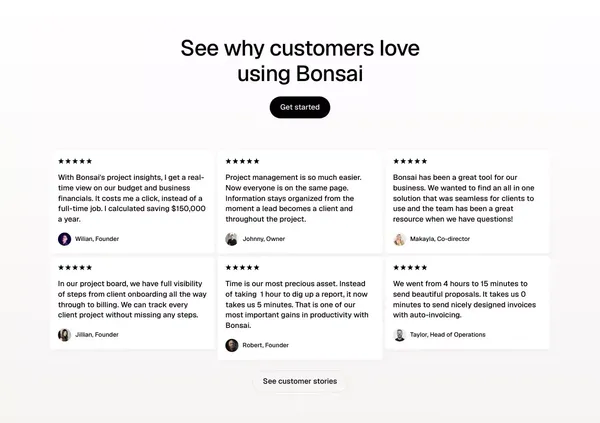 Bonsai - Business management software - Landing design inspiration