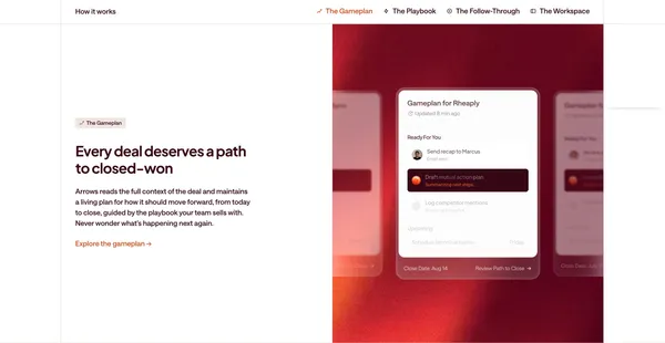 Every deal gets a gameplan. Arrows gets it done. - Landing design inspiration