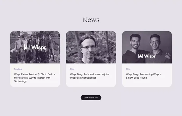 Wispr AI - Landing design inspiration