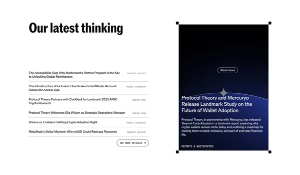 Protocol Theory |  Protocol Theory | Evidence-Based Consumer Insight for Web3, AI, and Emerging Tech - Portfolio design inspiration