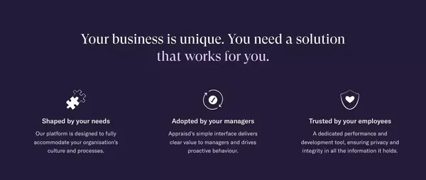 Appraisd | The dedicated performance management platform - Landing design inspiration