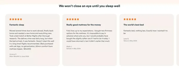 Better Nights. Good beds and good sleep change everything. - Ecommerce design inspiration