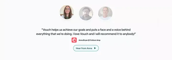 Work is personal again | Vouch - Landing design inspiration