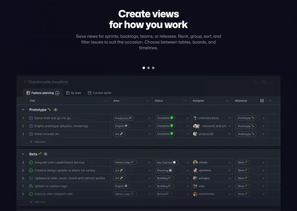 GitHub Issues · Project planning for developers · GitHub - Landing design inspiration