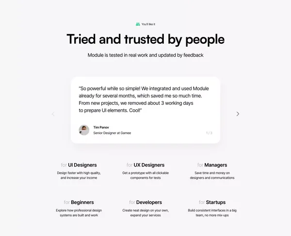 Design system for Figma - Module. UI Kit - Landing design inspiration