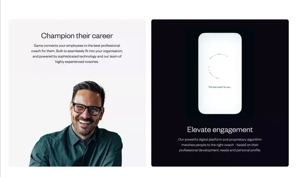 Elevating engagement to make the world a better place | Sama - Landing design inspiration