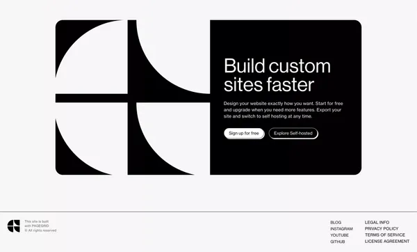 PAGEGRID – A flexible open source site builder - Landing design inspiration