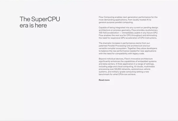 Flow Computing is the enabler of next generation SuperCPUs | Flow - Landing design inspiration