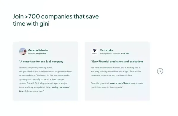 gini | Financial planning and forecasting in <10 minutes - Landing design inspiration