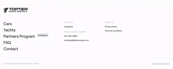 TopTier Miami Rentals | Luxury Car Rentals & Yacht Charters - Landing design inspiration