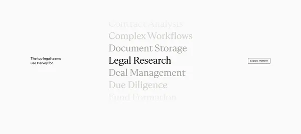 Harvey | AI platform for legal and professional services - Landing design inspiration
