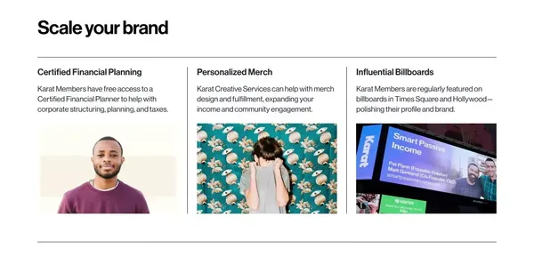 Karat • The Card for Creators - Landing design inspiration
