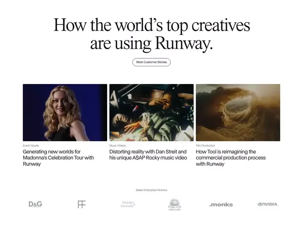 Runway | Tools for human imagination. - Landing design inspiration