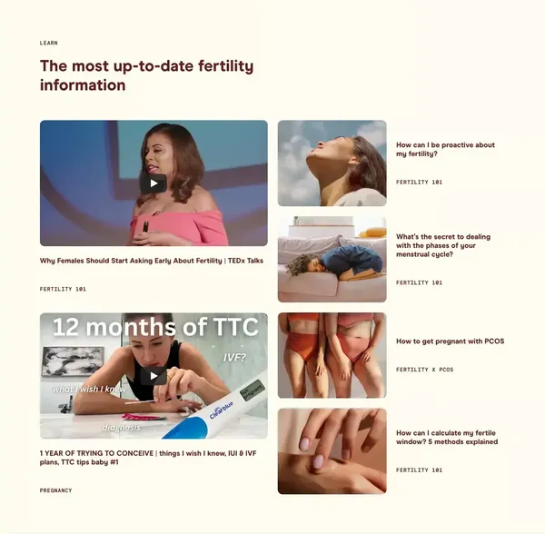 Arva | Fertility on your timeline - Landing design inspiration