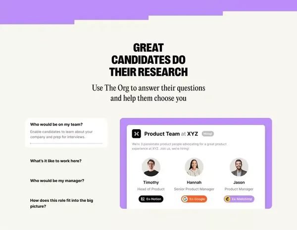 The Org: Talent attracts talent - Landing design inspiration
