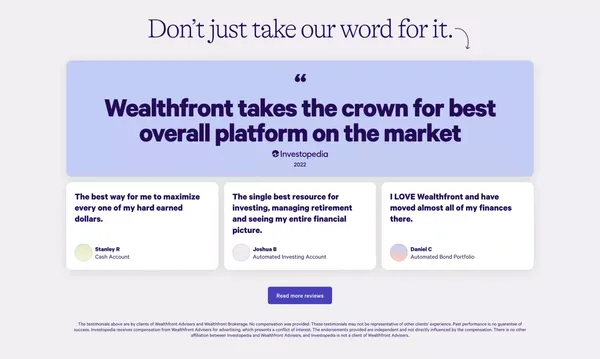 Give all your money a place to grow | Wealthfront - Landing design inspiration