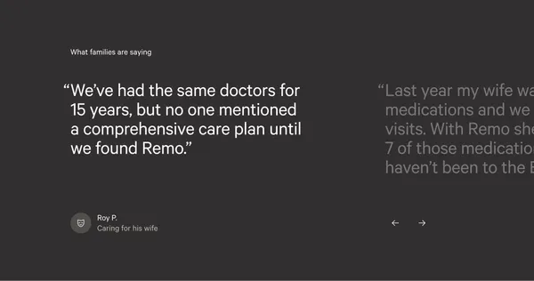 Better Dementia Care - Remo Health - Landing design inspiration