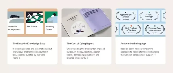 Support for Loss | Empathy - Landing design inspiration