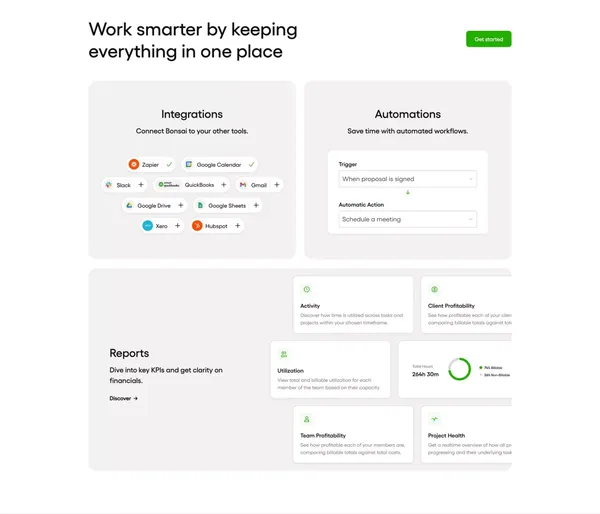 Bonsai - Business management software - Landing design inspiration