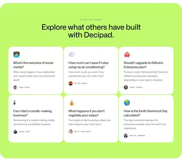 Decipad — Make sense of numbers - Landing design inspiration