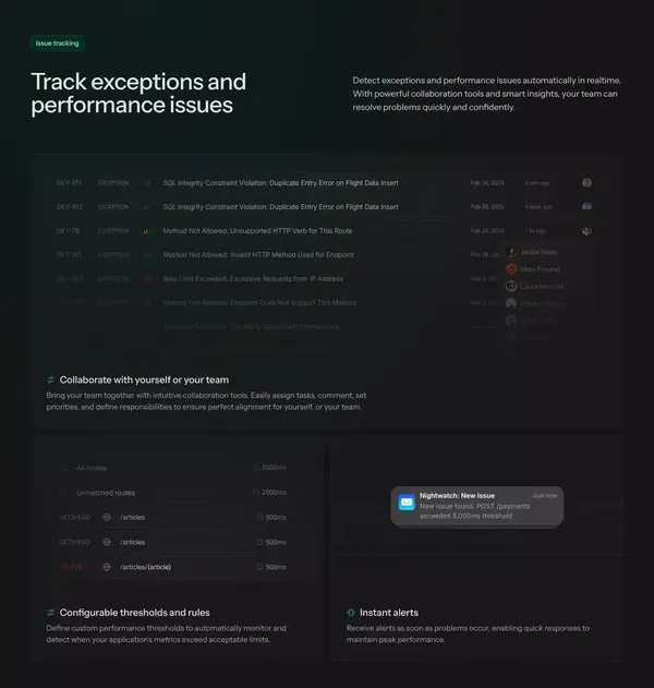 Laravel Nightwatch - Landing design inspiration