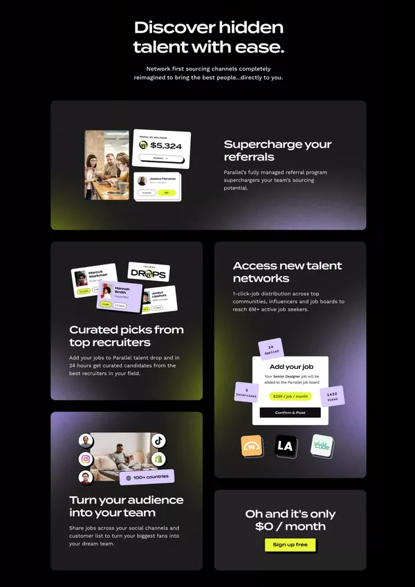 Parallel | The hiring stack for start ups - Landing design inspiration