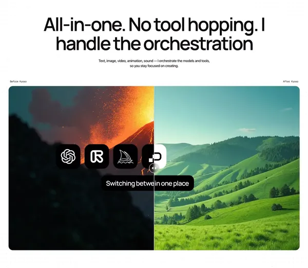 Kyoso | AI Co-Creation Platform for Creators - Landing design inspiration