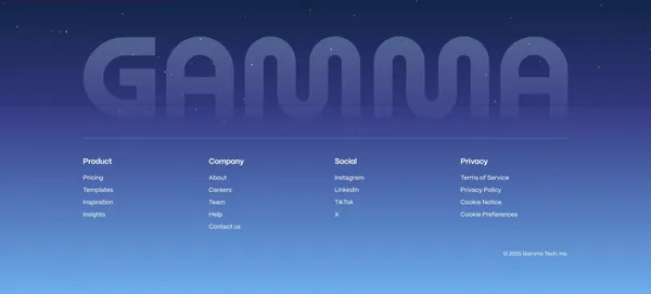 Gamma: Instant Presentations, Websites, and More with AI - Landing design inspiration