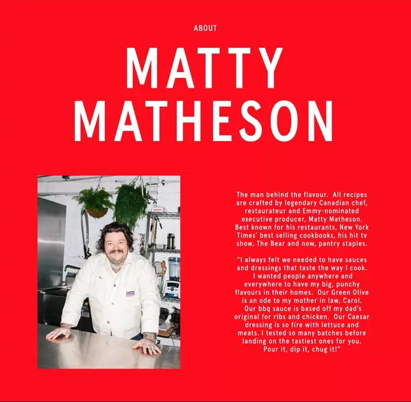 MATHESON FOOD COMPANY - BBQ SAUCES, SALAD DRESSINGS, MAC & CHEESE. FOLLOW AND FIND OUT WHAT’S NEXT FOR YOUR PANTRY - Landing design inspiration
