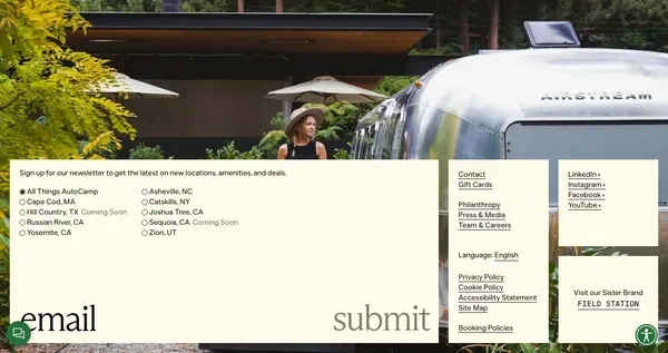 AutoCamp | Luxury Airstreams and Outdoor Glamping - Landing design inspiration