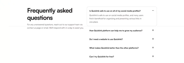 Link in bio tool: Everything you are, in one simple link | QuickLnk - Landing design inspiration