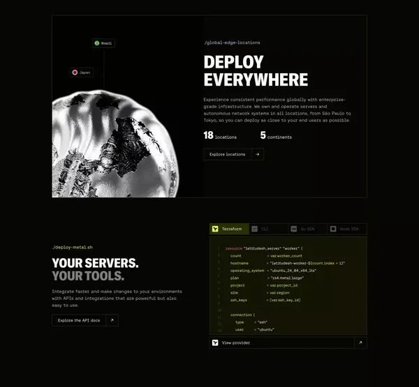 Latitude.sh | The global platform for bare metal - Latitude.sh - Landing design inspiration