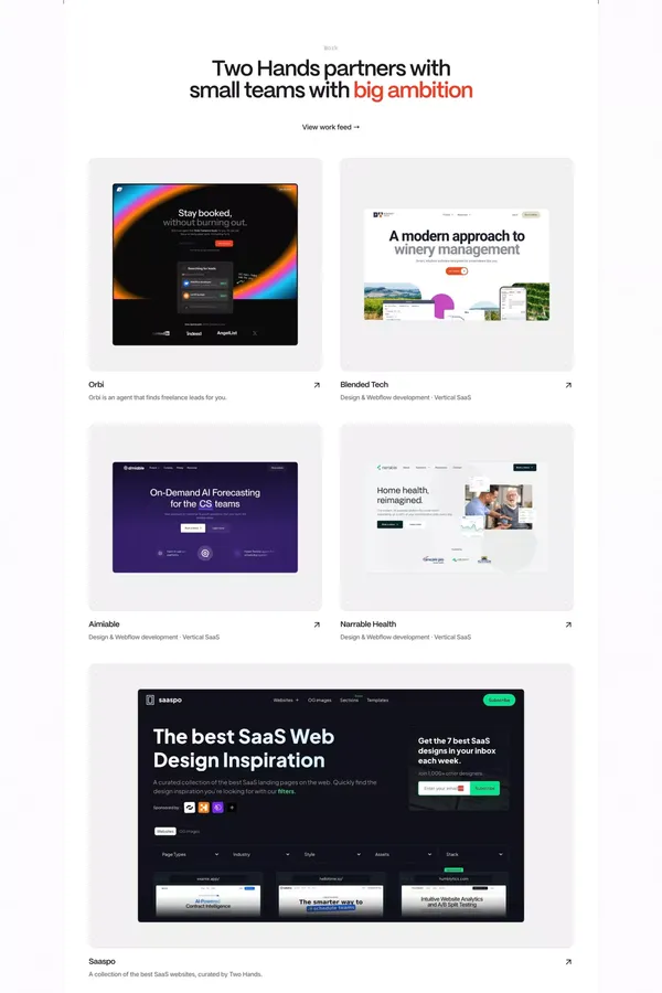 Two Hands | Webflow Design & Development Studio - Landing design inspiration