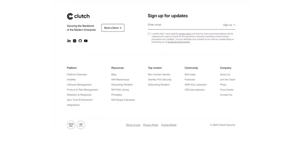NHI Security with Clutch: Secure All Non-Human Identities - Landing design inspiration