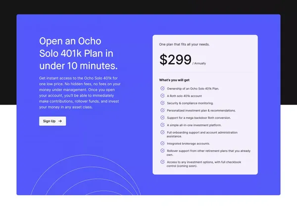 Ocho - Building Wealth for Business Owners - Landing design inspiration