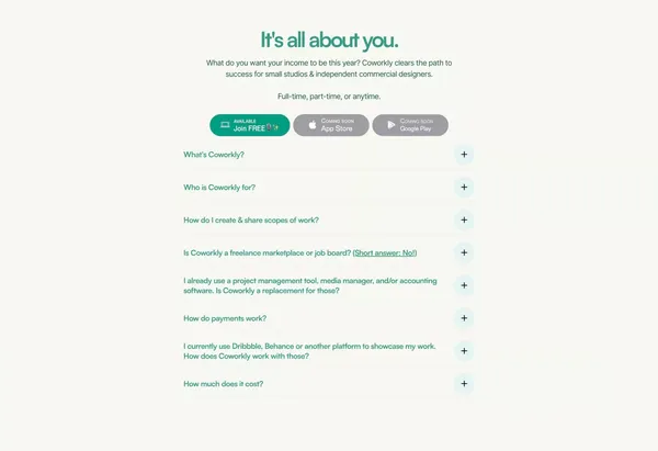 Coworkly :: The Storefront for Commercial Creatives 🏕 - Landing design inspiration