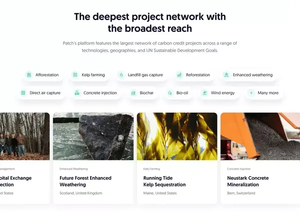 The platform that powers climate action | Patch.io - Landing design inspiration