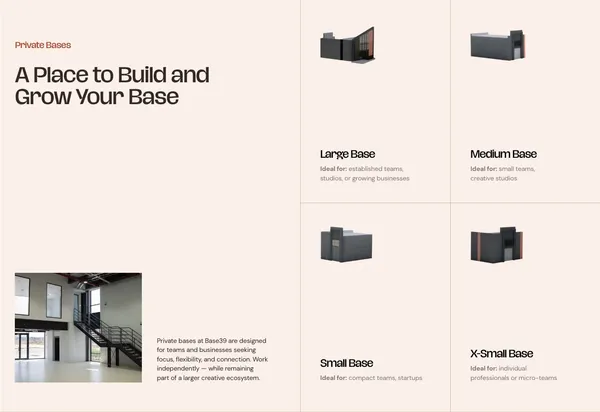 Base39 - Creative Spaces, Studios & Innovation Hub - Landing design inspiration