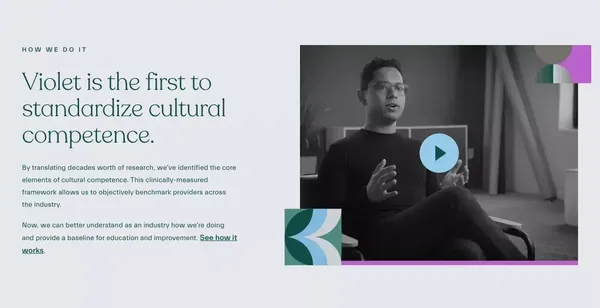 Deliver more inclusive care. | Violet - Landing design inspiration