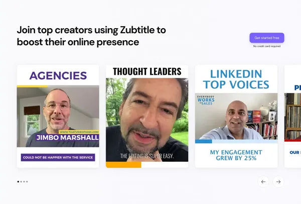 Zubtitle – Add Subtitles to Video, Edit, & Repurpose Content - Landing design inspiration