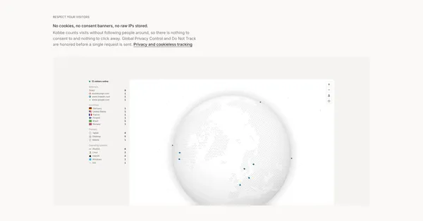 Kobbe: Web analytics that respect your visitors - Landing design inspiration