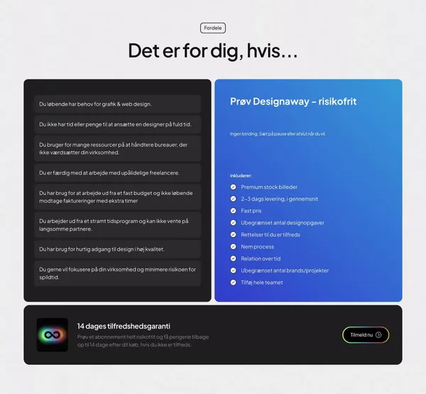 Design Abonnement til fast pris | Alt grafik | 2-3 dages levering | Ubegrænset rettelser | Webflow Danmark - Landing design inspiration