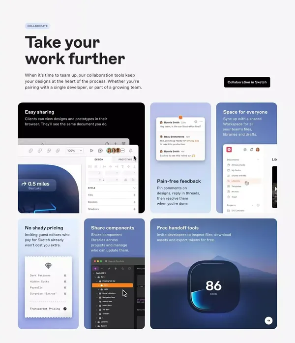 Sketch · Design, prototype, collaborate and handoff - Landing design inspiration