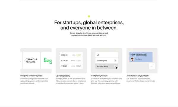 Spend Management, Corporate Cards & Accounts Payable Solutions | Ramp - Landing design inspiration