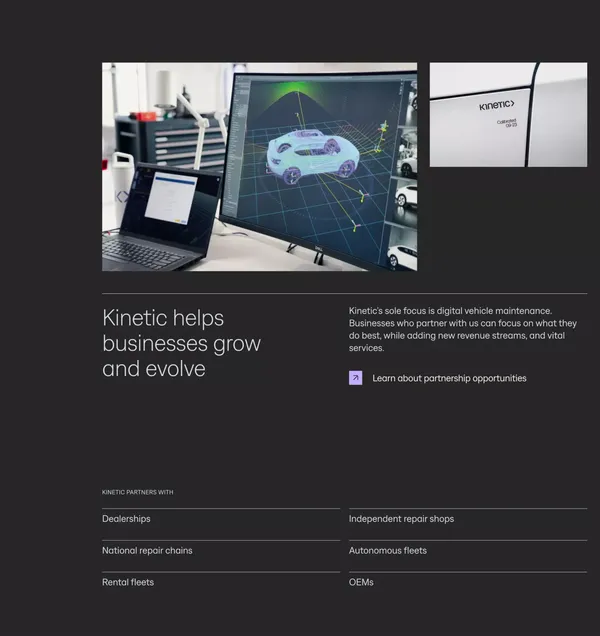 Kinetic | Effortless modern vehicle maintenance - Landing design inspiration