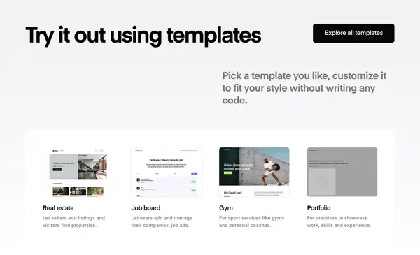 Visual development platform for designers and agencies - Ycode - Landing design inspiration