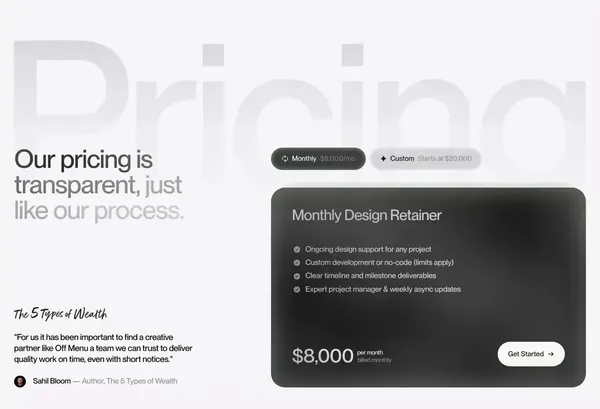 OFF MENU - Landing design inspiration